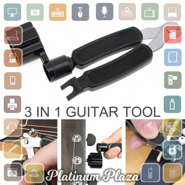 ONEMusic Guitar Tools 3 in 1 String Winder + Bridge Pins Puller + String Cutter - WLZ`1NWUQ3-- Black