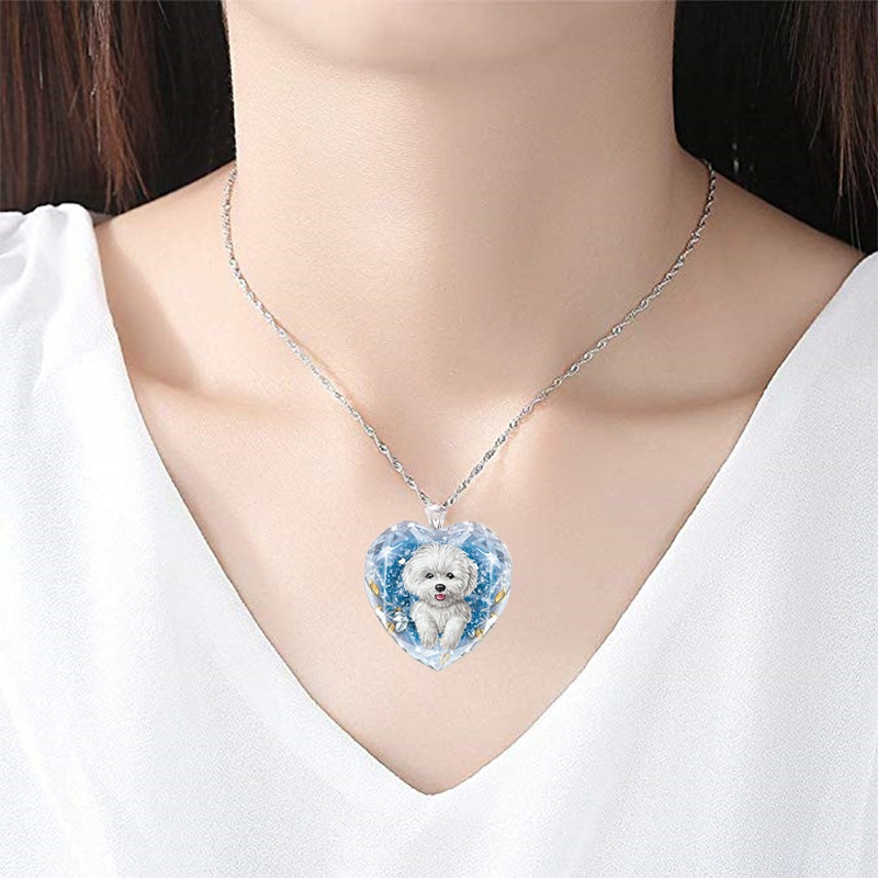 Kalung Liontin Bentuk Hati Aksen Kristal Buatan Bahan Alloy Untuk Wanita