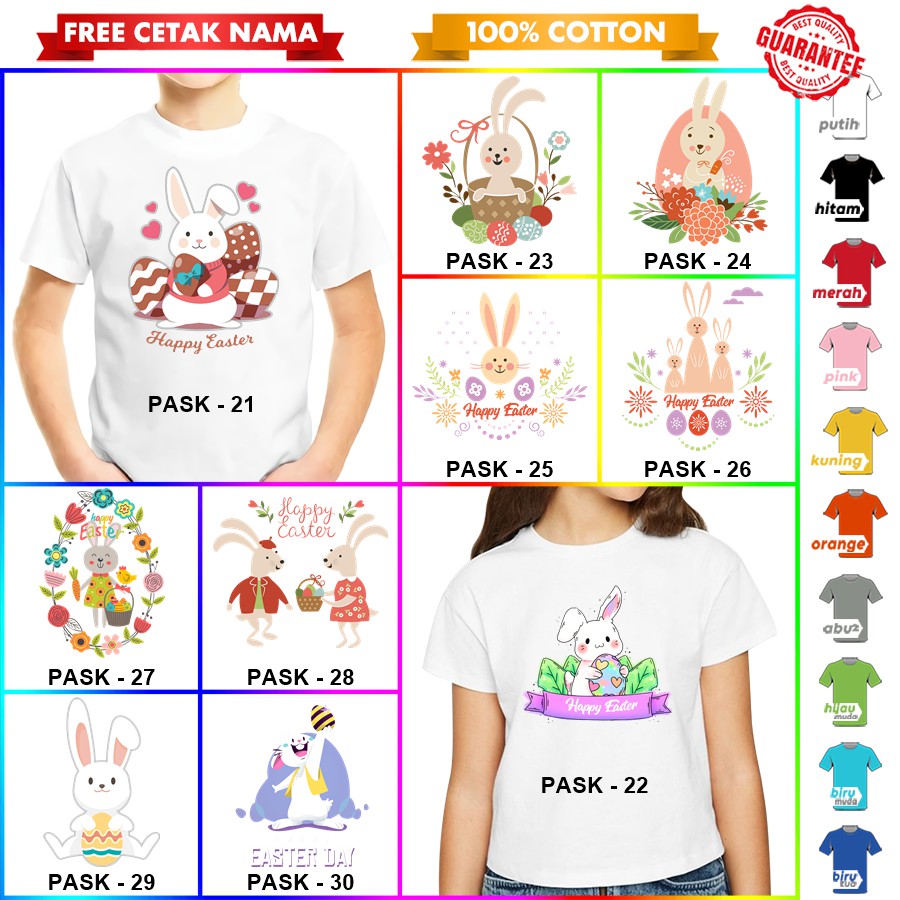 [FREE NAMA!!] Baju Kaos ANAK DAN DEWASA EASTER PASKAH BANYAK MOTIF