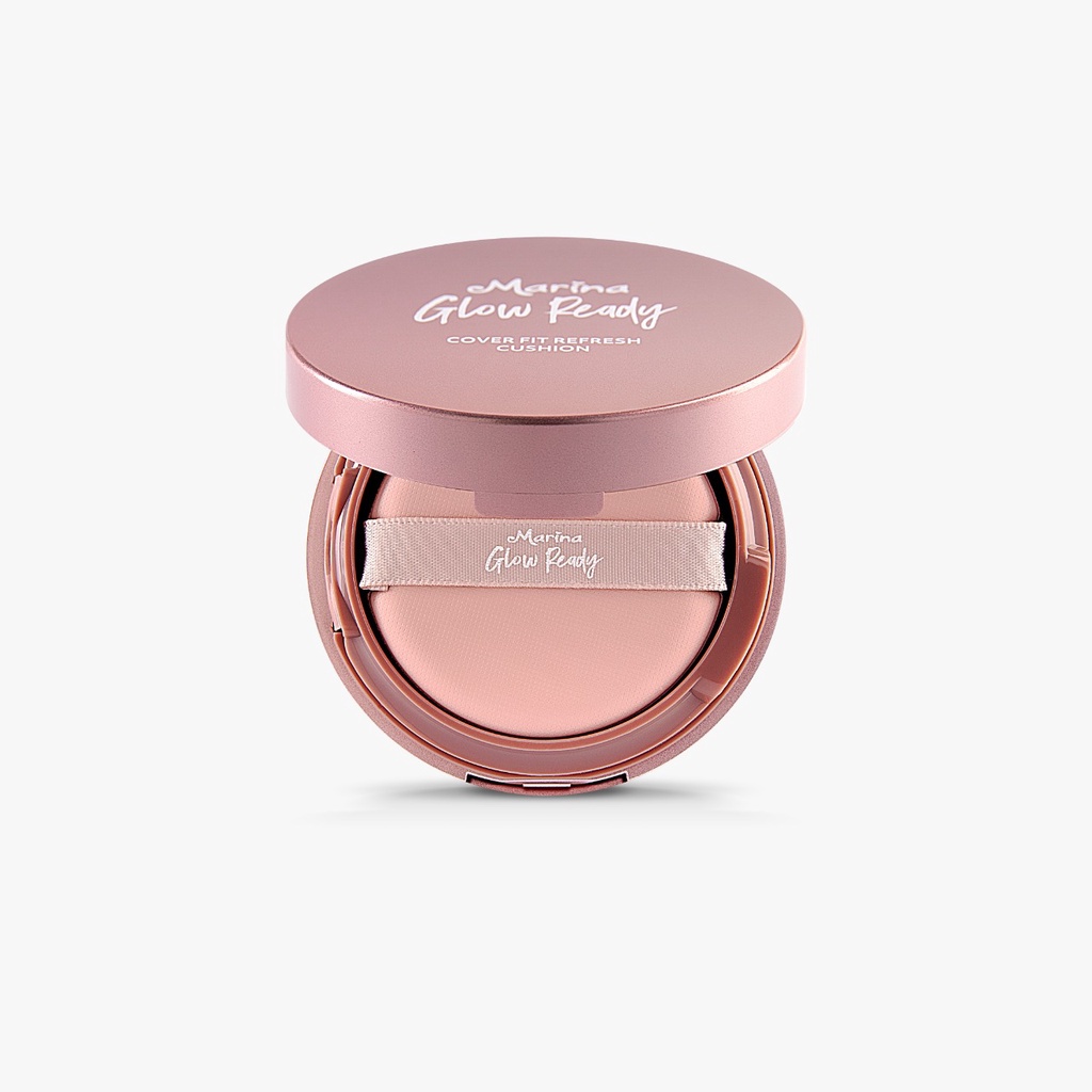 ⭐BAGUS⭐ MARINA GLOW READY BB Cushion 15gr | Bedak Wajah Ivory Pink Shell Natural Cc