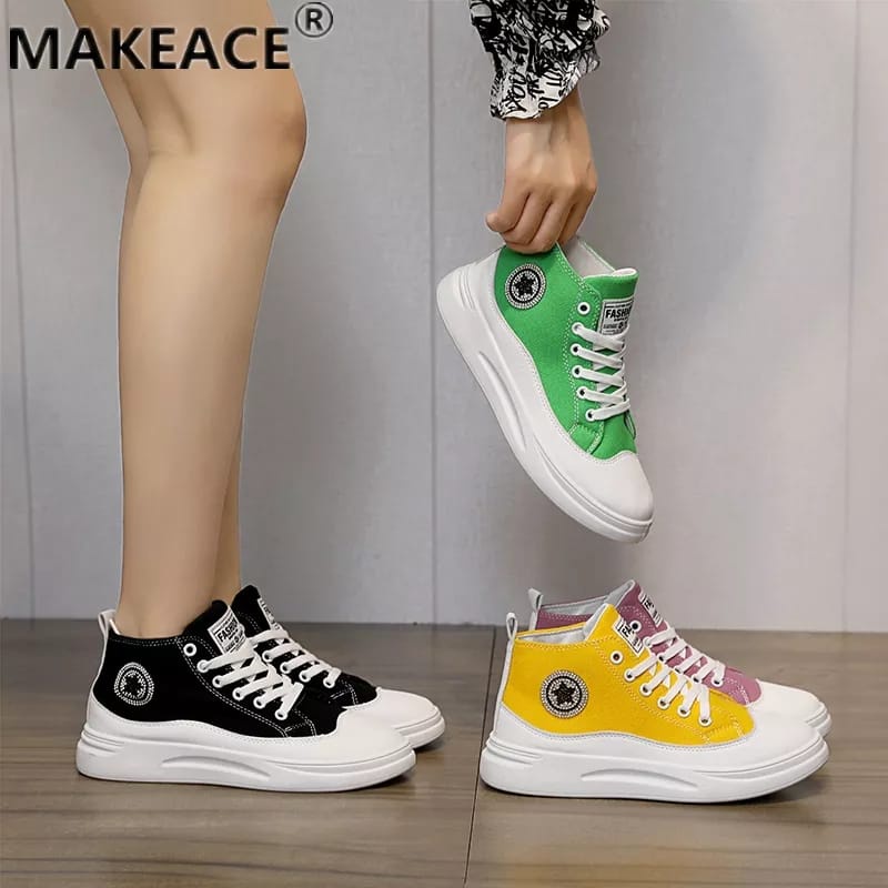 Sepatu Wanita  Kanvas Bertali Boots Martin Bintang SH-03-6