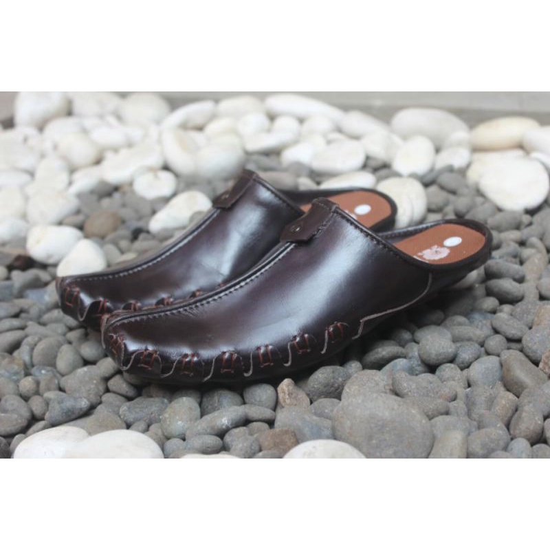 COD TERLARIS- SEPATU SLOP KULIT ASLI ! BLACKMASTER BUSTONG Slop Original CH1