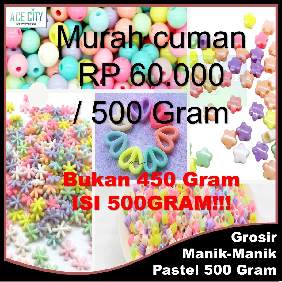 Grosir Manik-Manik Pastel 500 Gram