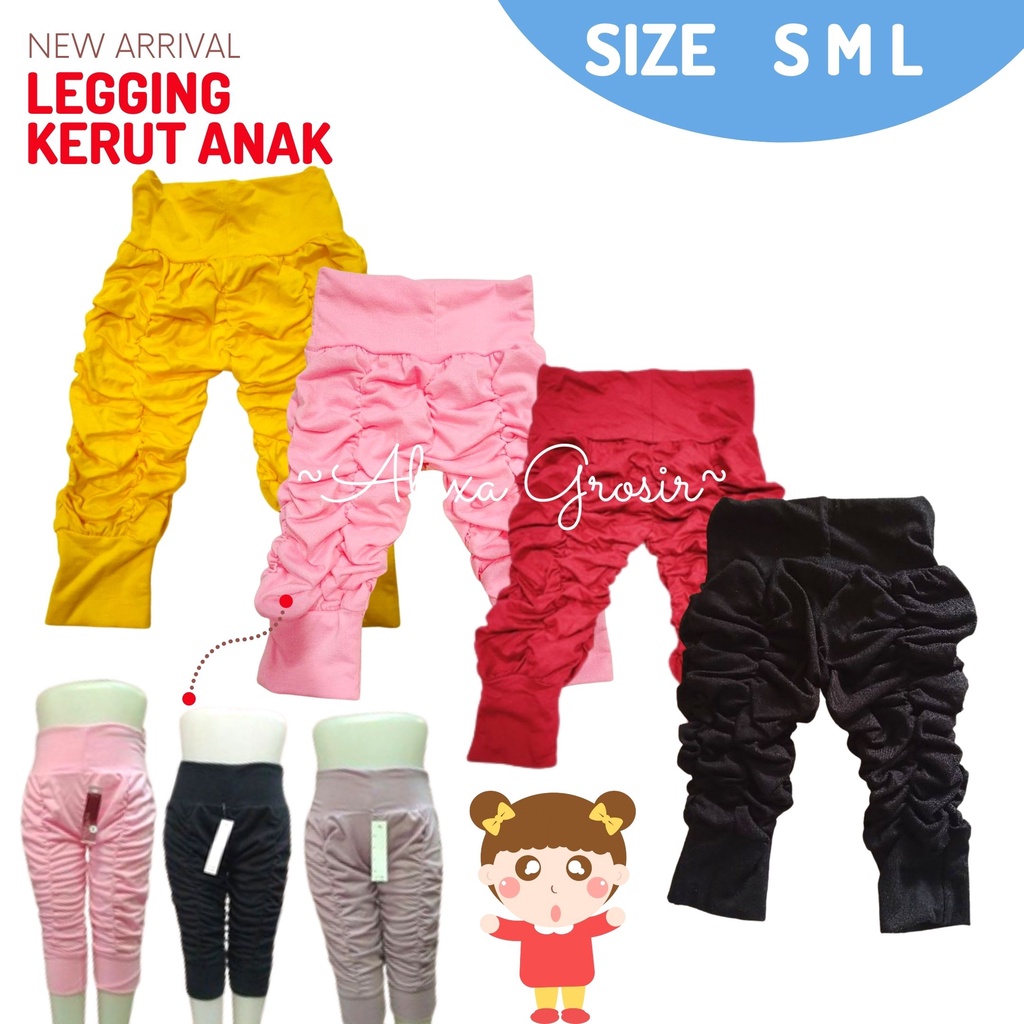 Legging Kerut 6-24 bulan / Celana Bayi Anak Perempuan Murah Adem Size S - ALEXA GROSIR