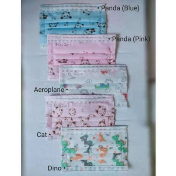 masker anak earloop 3 ply gambar motif warna