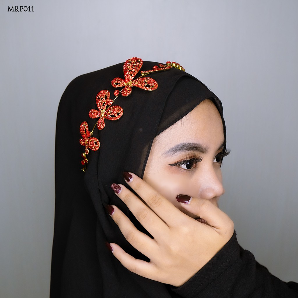 [ORDER SEKARANG] TIARA KUPU HIJAB PREMIUM ASESORIS PESTA MERAH MRP011