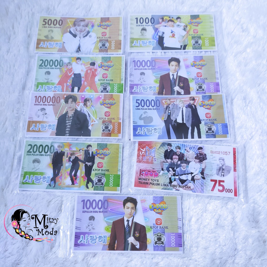 21 Lembar Mainan Uang Kertas Karakter Bergambar / Mainan Edukasi Anak Uang Uangan Duit Ukuran Asli