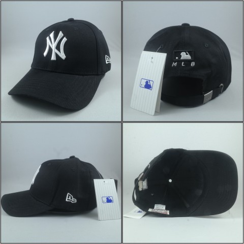 TOPI SNAPBACK MLB MELENGKUNG NY HITAM LOGO PUTIH