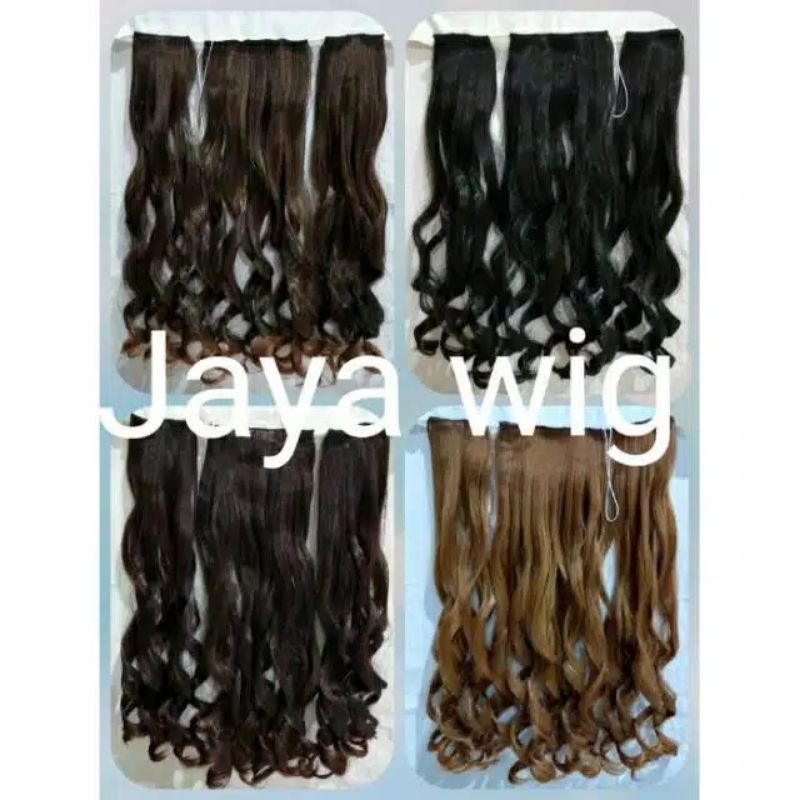 Hair clip Sambungan Rambut Wanita Yang Pake Klip Hair klip Curly 3 Layer Panjang 45cm Dan 60cm