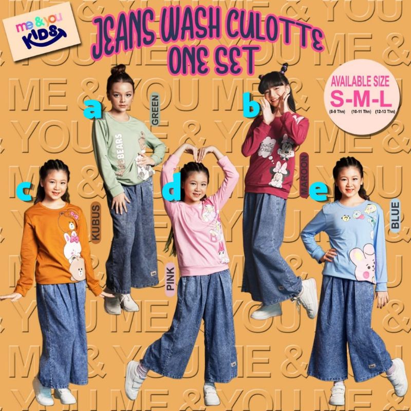 Set Jeans Wash Cullote Me&You | Celana Jeans Kulot