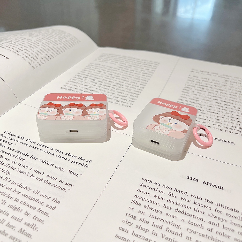 Soft Case Silikon Earphone Bluetooth Motif Buah Teh Pink Untuk Airpods 1 2 3 Pro 3