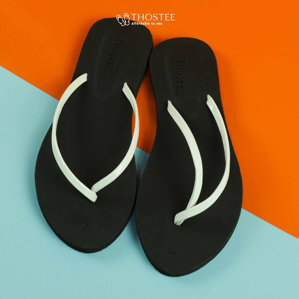 Sandal Jepit Karet Wanita Thostee Rubby sandalku.-Hitam Putih