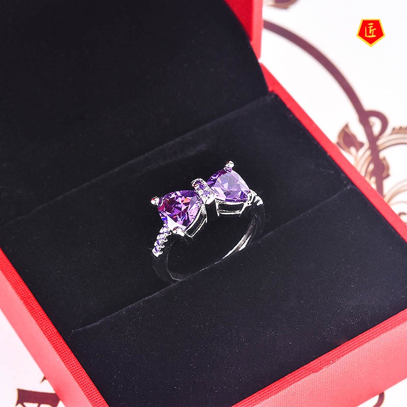 [Ready Stock]High-Grade Amethyst Butterfly Ring Female Fashion Personality