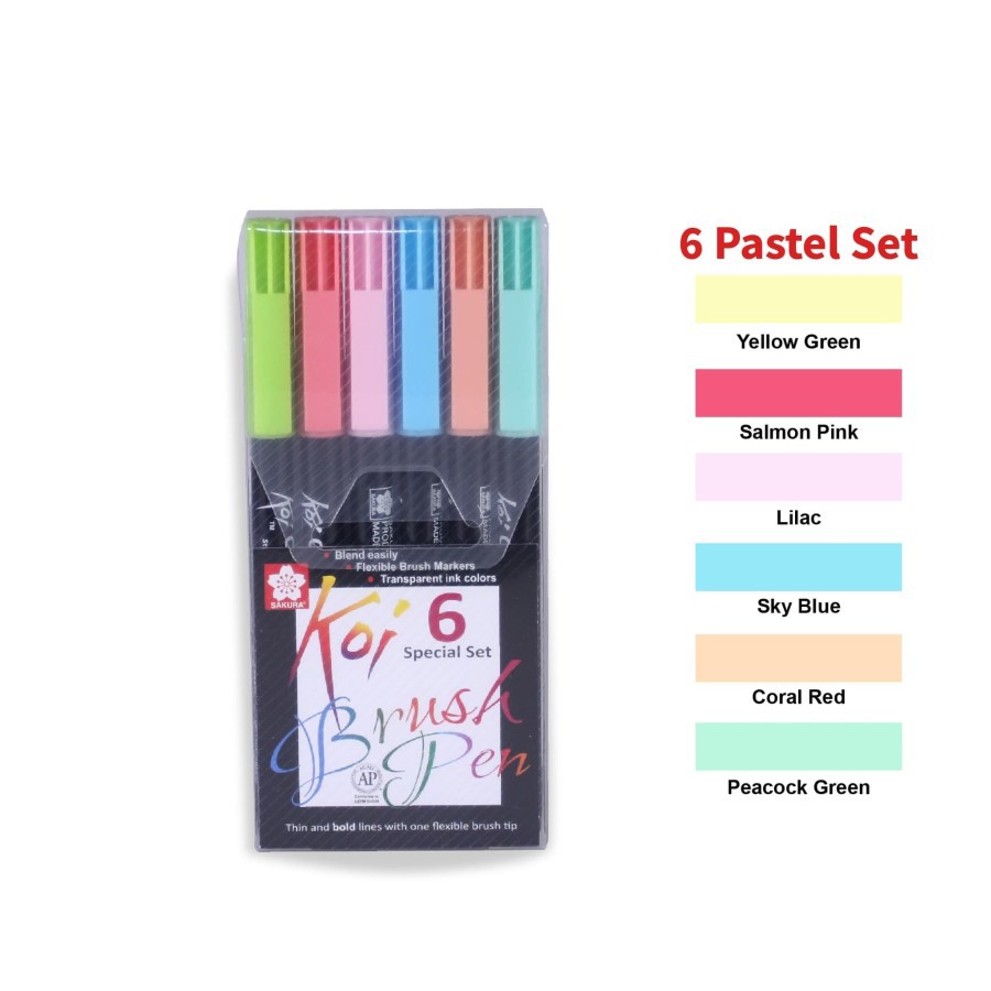 

Sakura Koi Brush Pen XBR Set 6 Warna Pastel