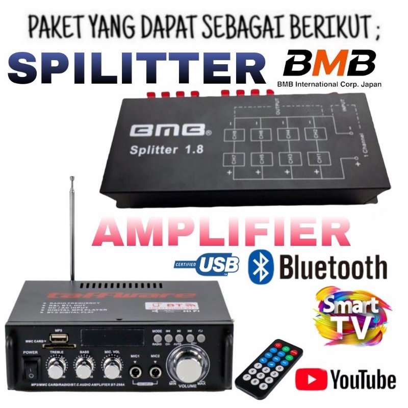 Paket Sound Cafe, Restoran, Mushola 6 Titik Speaker Ampli Bluetooth Smart Tv