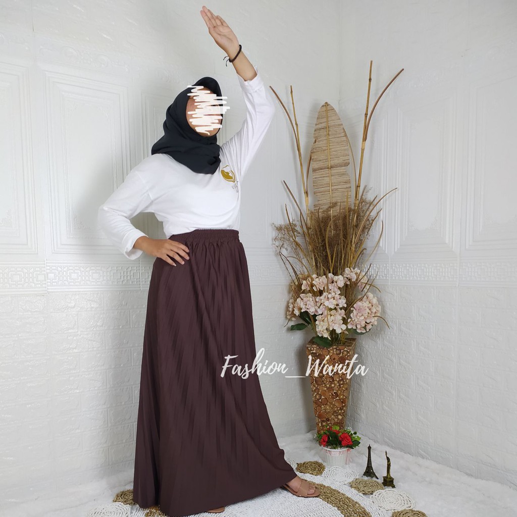 ROK PLISKET PREMIUM IMPORT / ROK PLISKET MAYUNG LIPATAN BESAR MAXI SKIRT REAL PICT