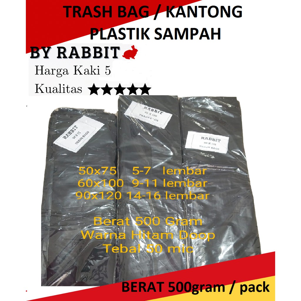 Kantong Plastik Sampah Besar Hitam DOOP / Trash Bag - Berat 500g/pack