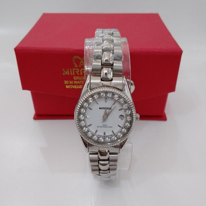 Terbaru jam tangan mirage bulat 1580 silver wanita - plat putih Limited