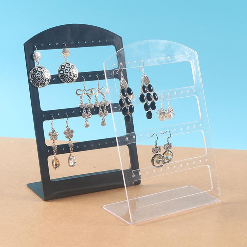 Timekey Rak Display Organizer Perhiasan Anting 24 Lubang Bahan Plastik Warna Hitam E5H5