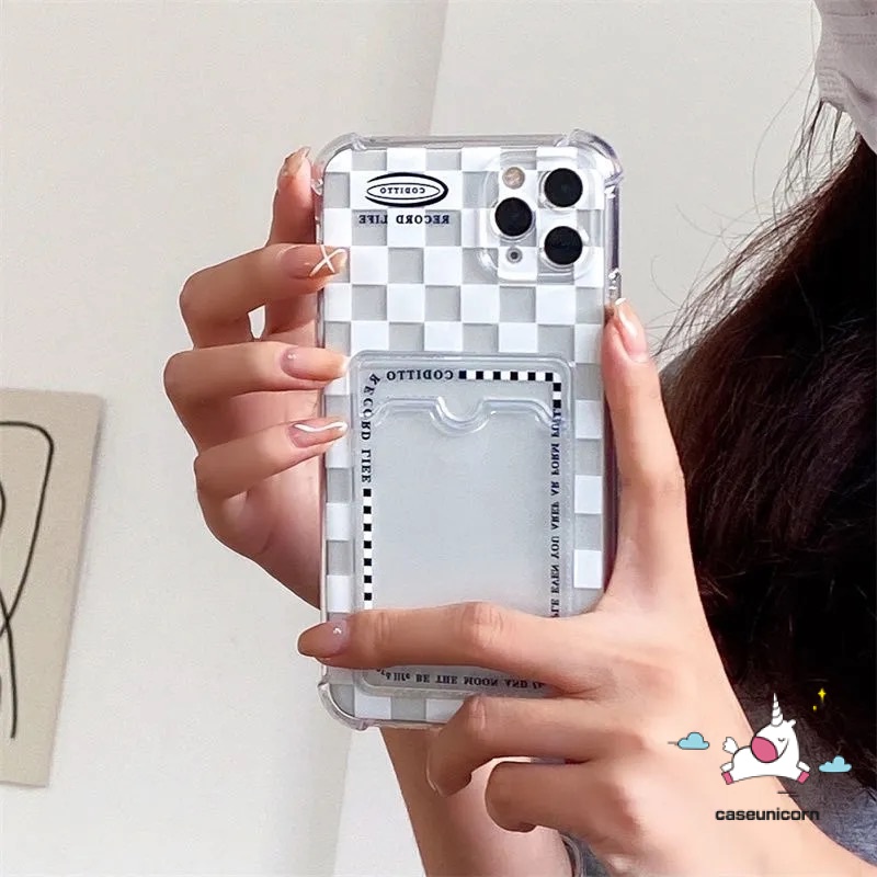 Soft Case Tpu Transparan Motif Kotak-Kotak Untuk iPhone 7 8 14 plus 11 12 13 14 pro Max 6 6s plus XR X XS Max SE