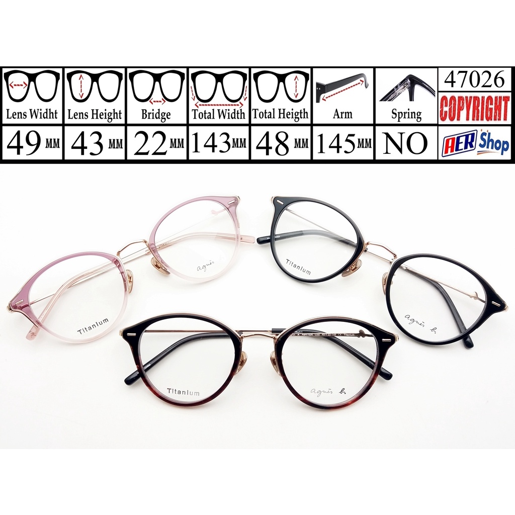 47026. Kacamata AGNES B ORIGINAL kacamata minus milenial frame unisex minus