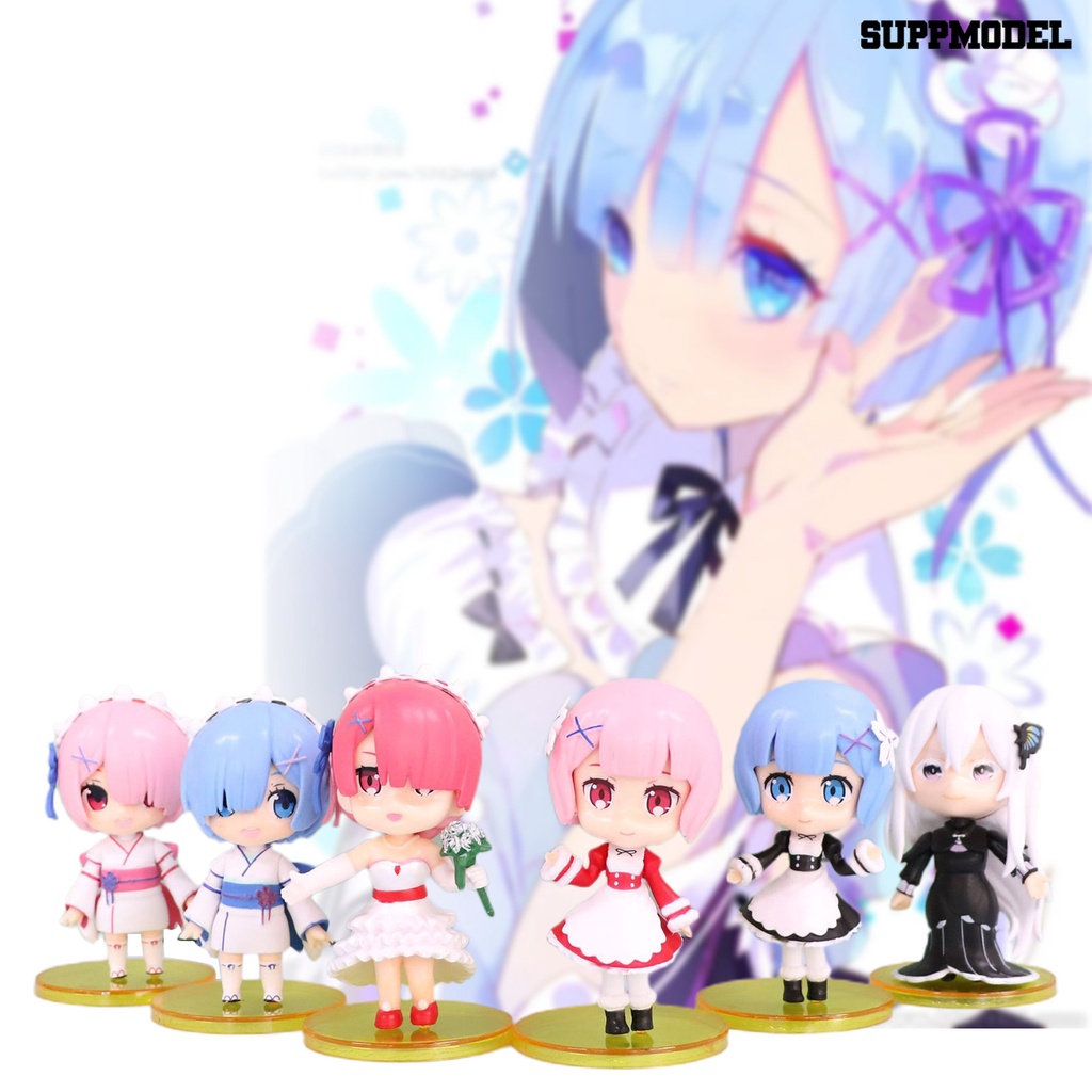 6pcs / Set Action Figure Anime Life In A Different World From Zero Rem Untuk Dekorasi Kue