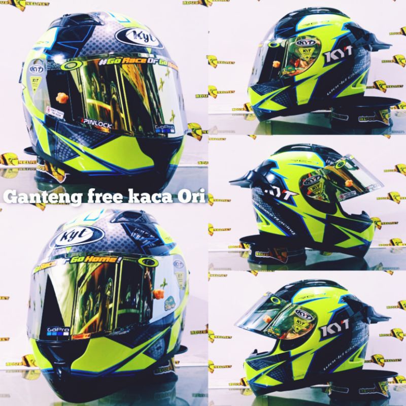 helm kyt full face rc seven motif #19 black white blue paket ganteng 100% baru Ori kyt-Paket ganteng top6