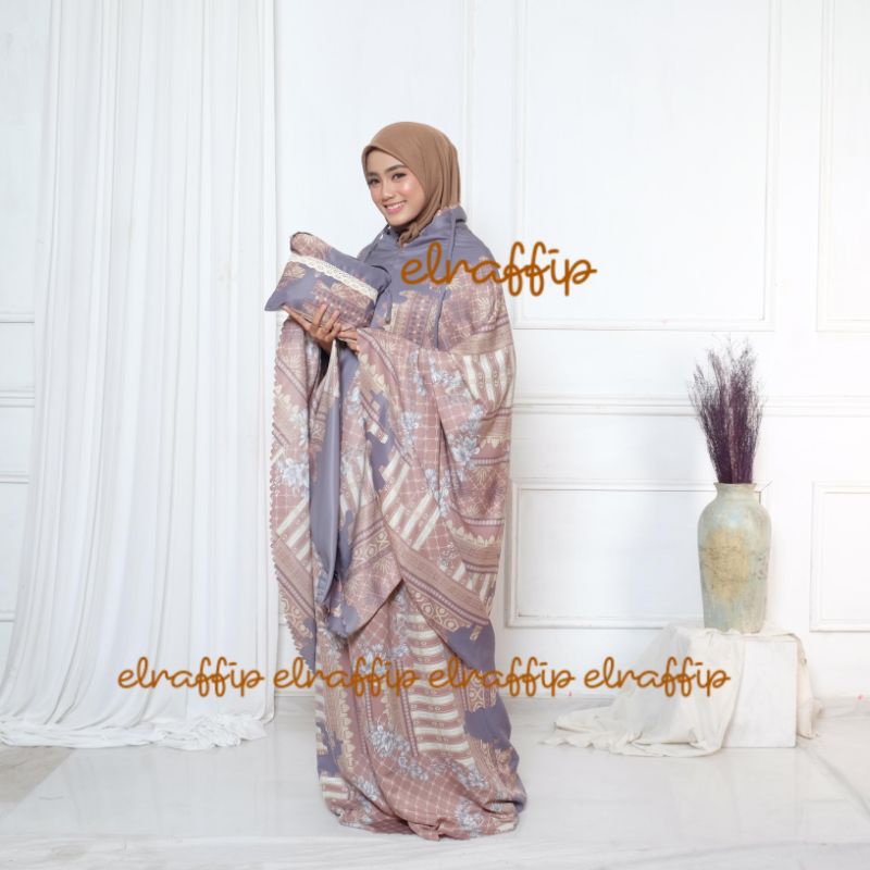 Mukena Traveling Maxmara Luxury Silk Laser Cut Mewah Sutra Satin Silky 2 IN 1 Velvet Motif