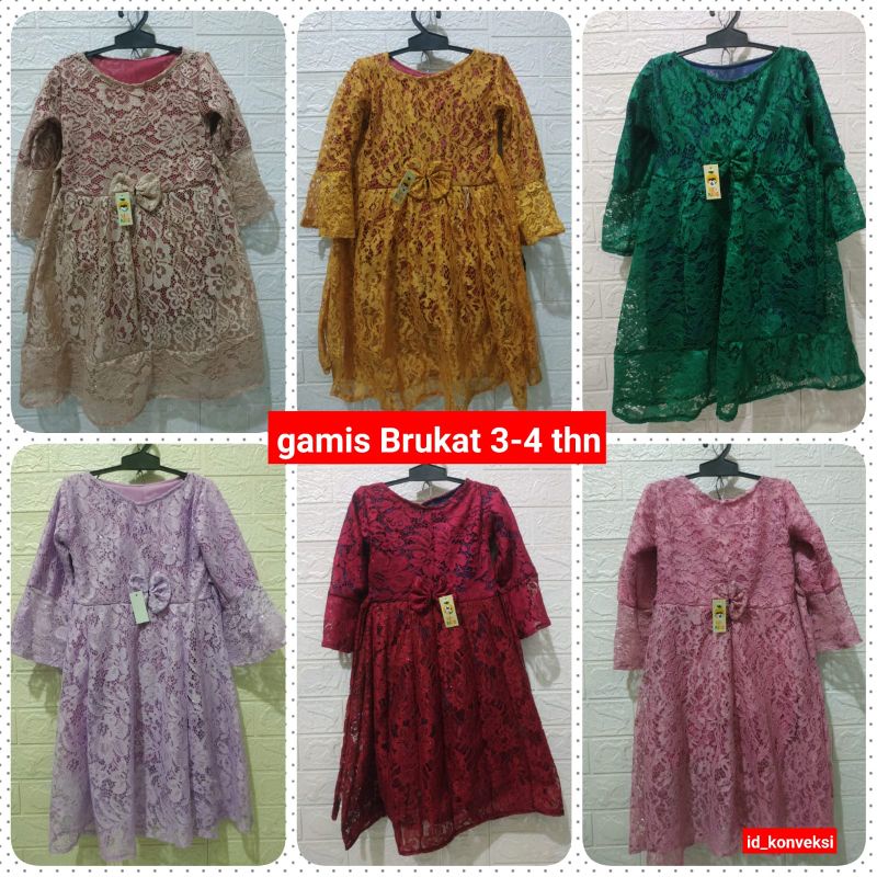 Gamis anak 3-4 tahun / Gamis brukat anak perempuan baju brukat anak cewek Dress anak