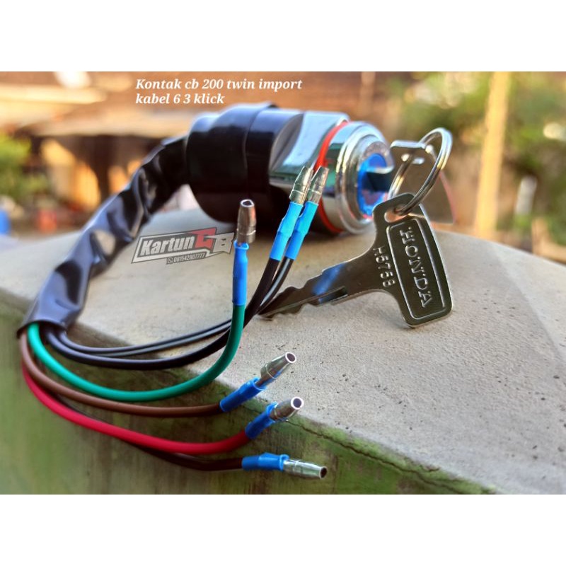 Kontak CG/CB 200 twin kontak CG CB import kabel 4 anak kunci logam logo honda-3
