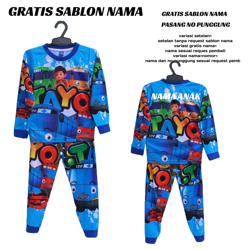 seteloan baju  anak evos free fire baju celana angel panjang anak size 2-12thn