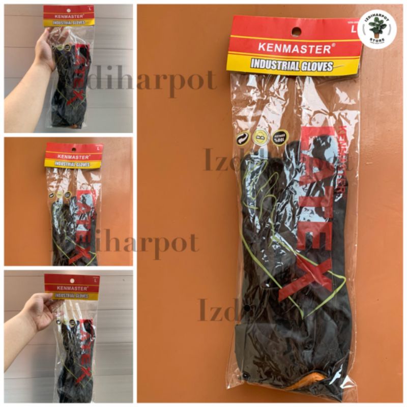 sarung tangan karet latex hand gloves untuk berkebun - KENMASTER HITAM