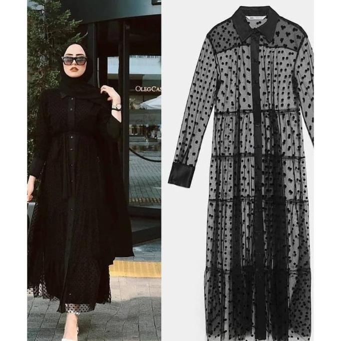 Lula Long Outer Organza tile Impor Trendy Outer Muslim Wanita Modis