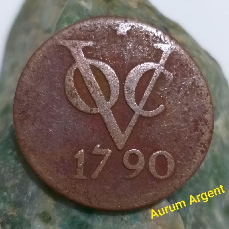 S^VOC.6-- 1 PC KOIN TEMBAGA KUNO ASLI 2 DOIT VOC TH 1790. --- COPPER COIN ---