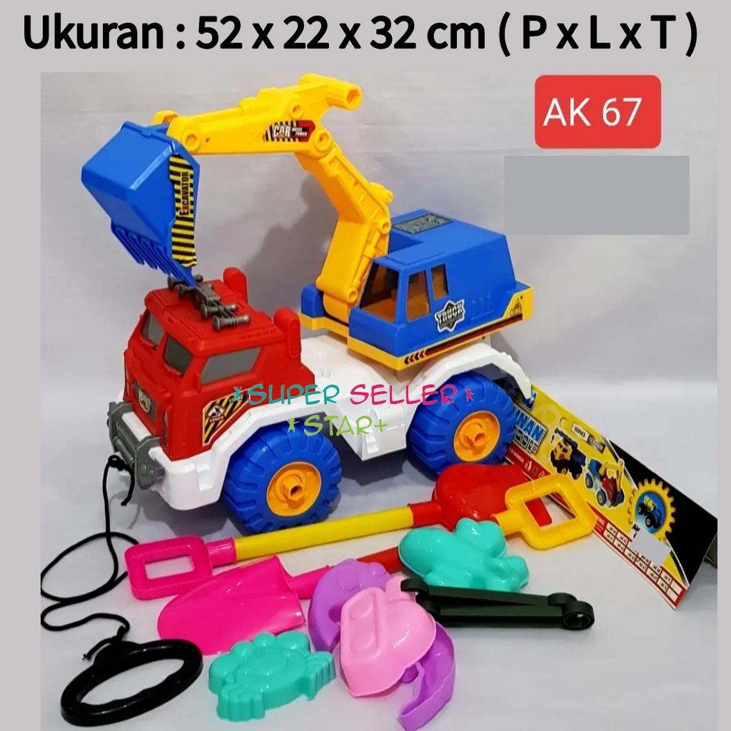 ( Super Seller Star ) Mainan Truck Beko Besar + Cetakan Pasir AK67 / Mainan Mobil Truk Pasir