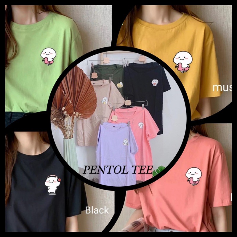 KAOS PENTOL BASIC POLOS PASTEL MOTIF SIZE GROSIR MURAH PRESS GAMBAR REQUEST ABG ANAK MUDA SALE