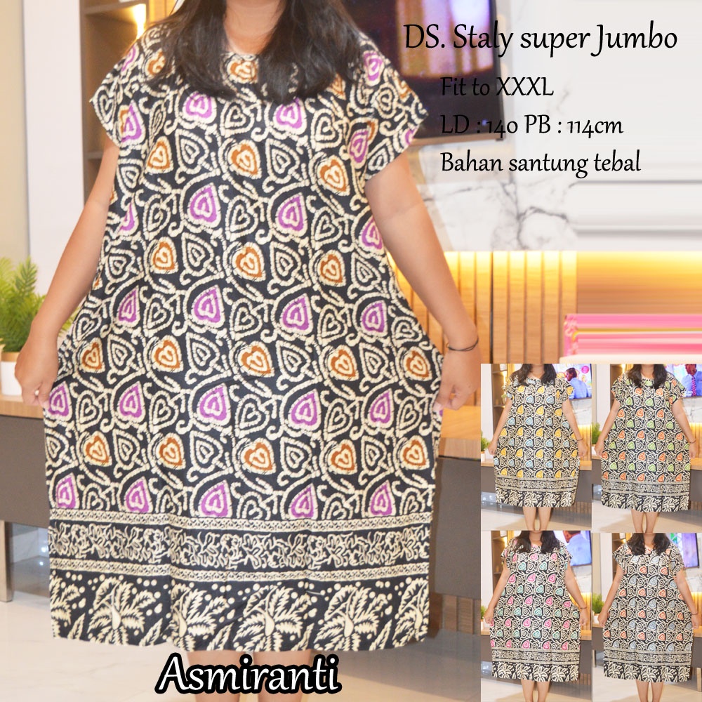 Daster super Jumbo staly LD 140 | 1kg muat 5pcs  | daster murah-Asmiranti