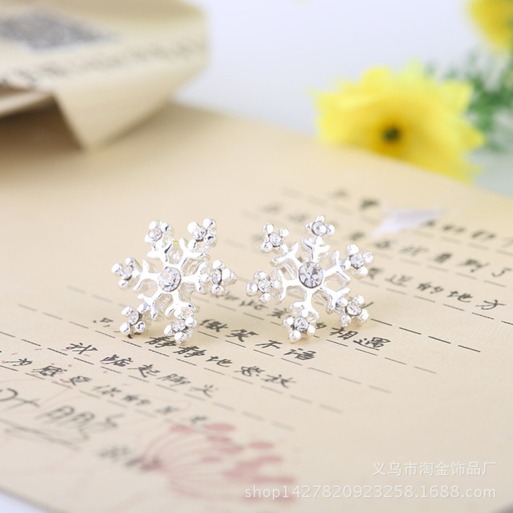 Anting Klip Tanpa Tindik Desain Geometri Snowflake Warna Gold / Silver Untuk Wanita