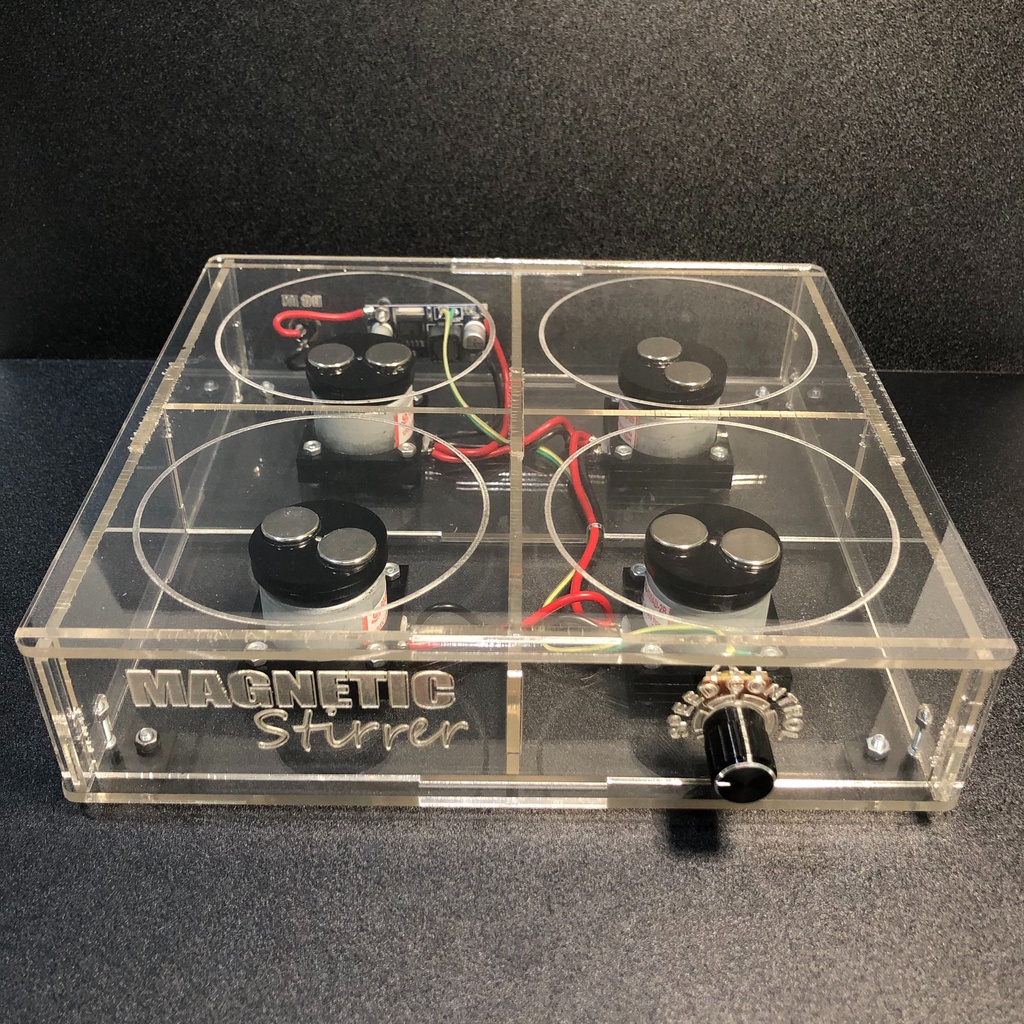 Magnetic Stirrer Akrilik 4 Motor Pengaduk Pemutar Otomatis Bergaransi