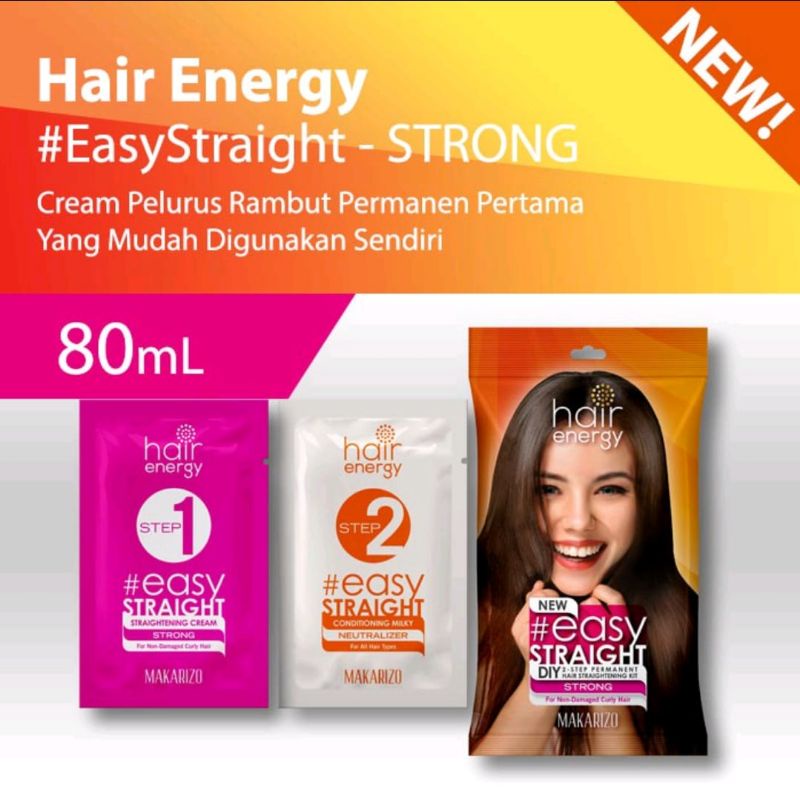 Makarizo Hair Energy Easy Straight - STRONG 80 mL dan 120 mL Pelurus Rambut ORI 100% (BPOM)