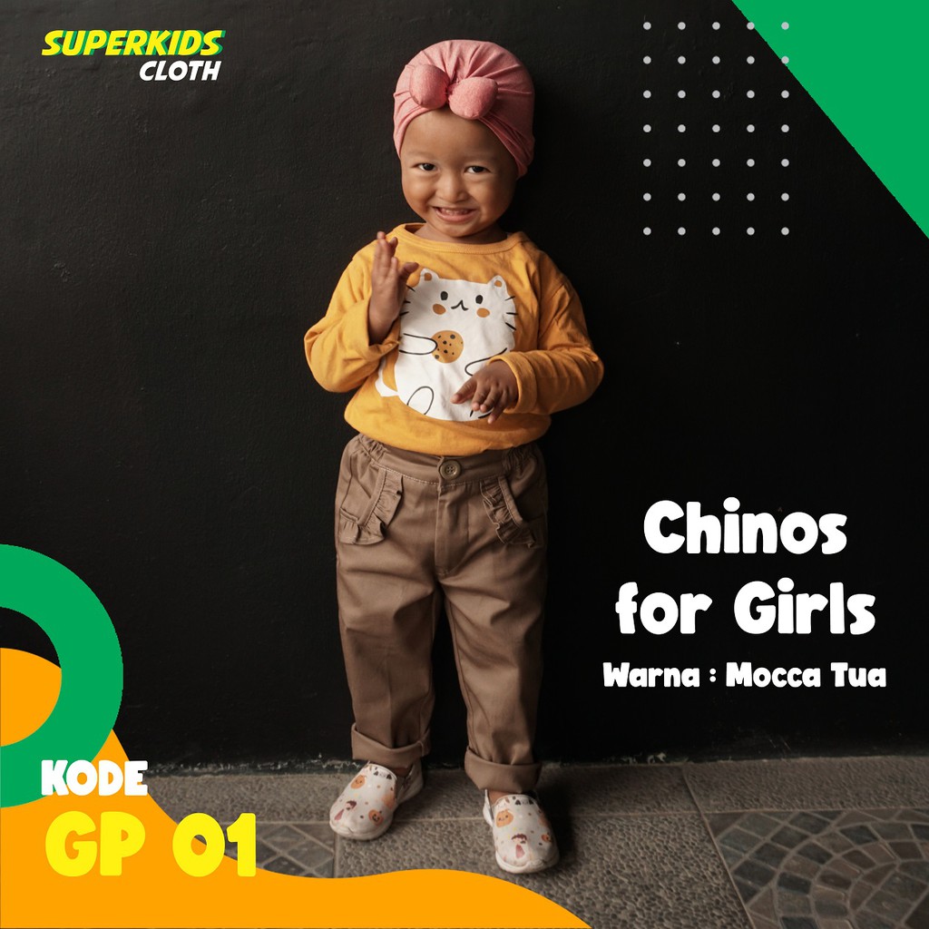 Celana Anak Perempuan Chinos Chino Superkidscloth Panjang 1 - 10 Tahun