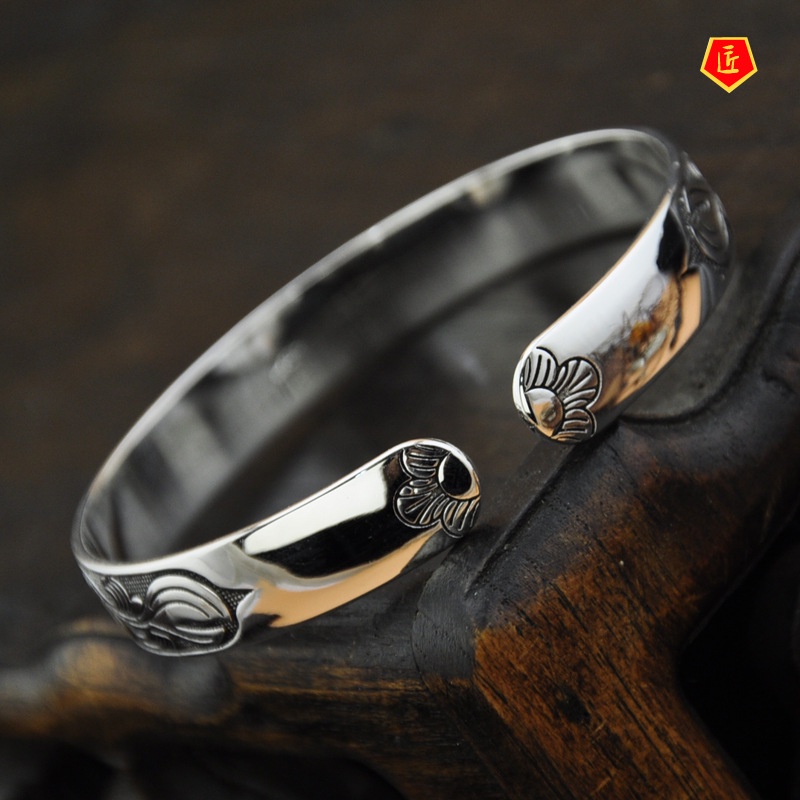 [Ready Stock]Classic Fashion Silver Lotus Leaf Pattern Bracelet for Women