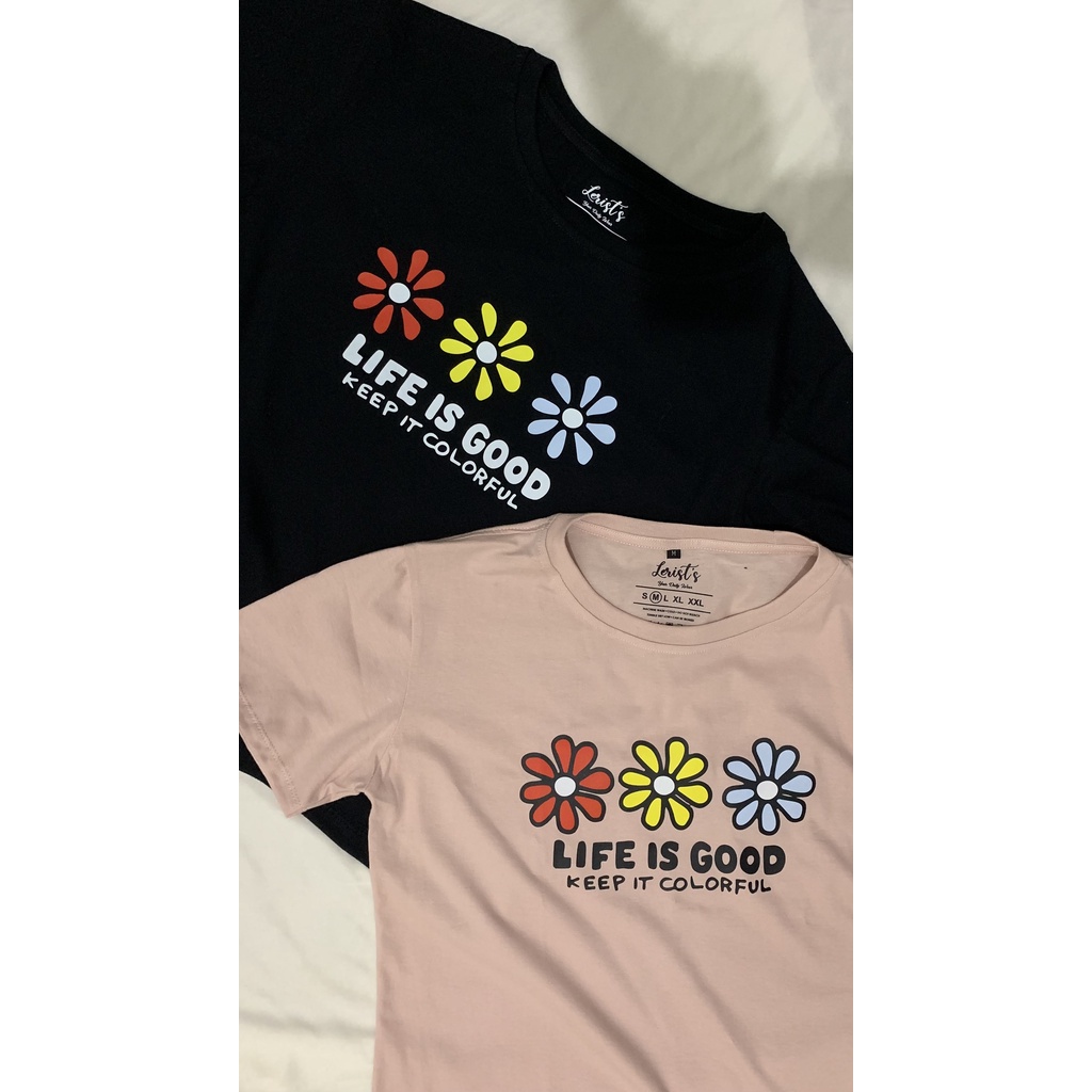 Kaos atasan wanita terbaru Fashion Wanita Life Is Good Cotton Combed Kaos Oversize Tumbrl Korean Sty