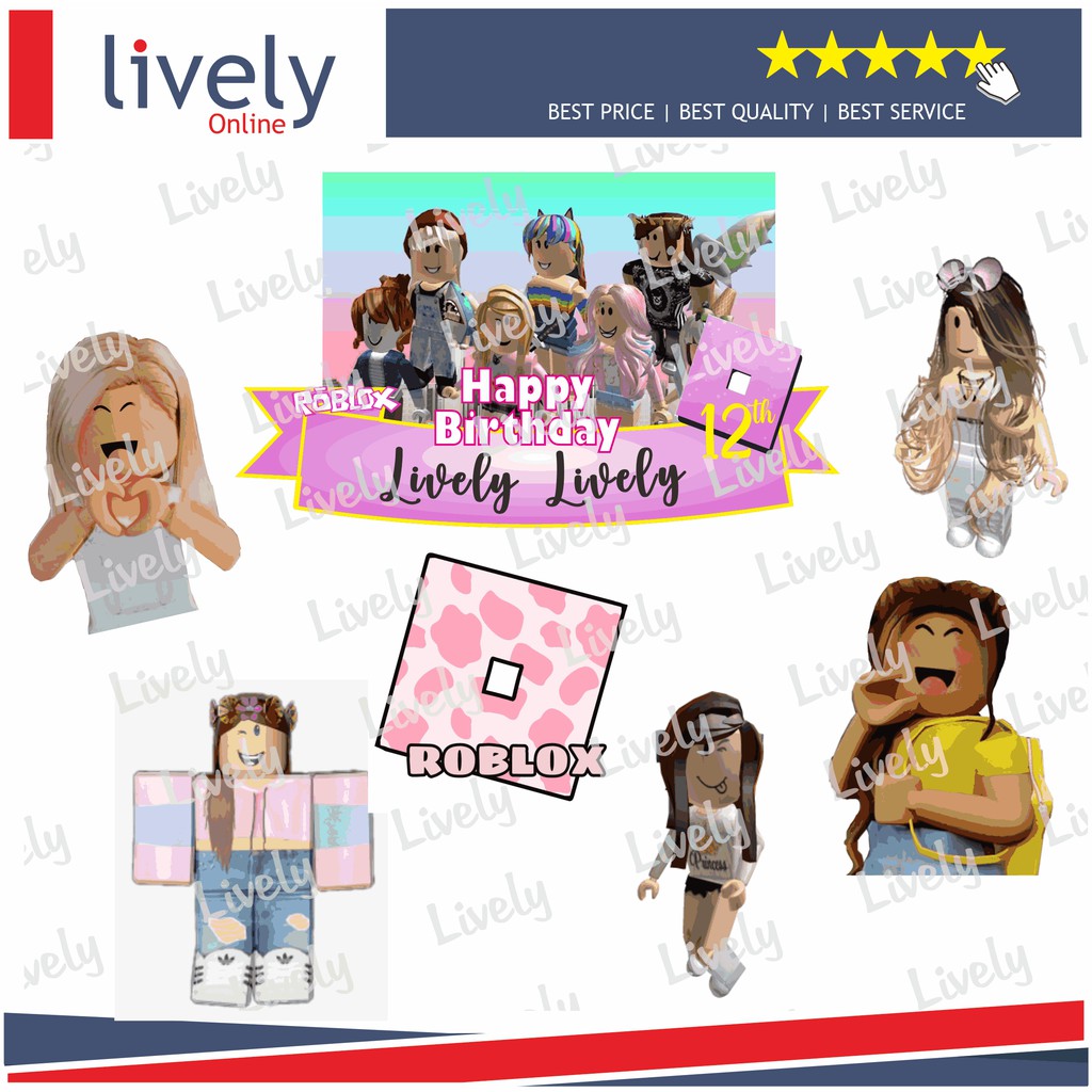 CUSTOM NAMA CAKE TOPPER KARAKTER ROBLOX GIRL HIASAN KUE ULANG TAHUN HAPPY BIRTHDAY