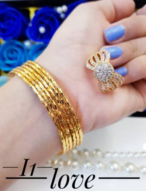 Xuping gelang dan cincin lapis emas 24k 1545j