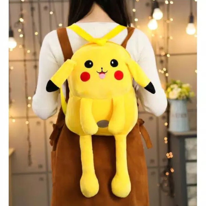 Tas Anak Perempuan Lucu Fashion Anak Sekolah Laki-laki Pikachu Pokemon Lampu Ransel Boneka Bunny Blu