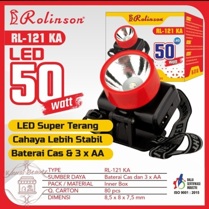 Senter kepala Rolinson RL-121 KA / Ecoking 2221(2 Fungsi) cas dan baterai