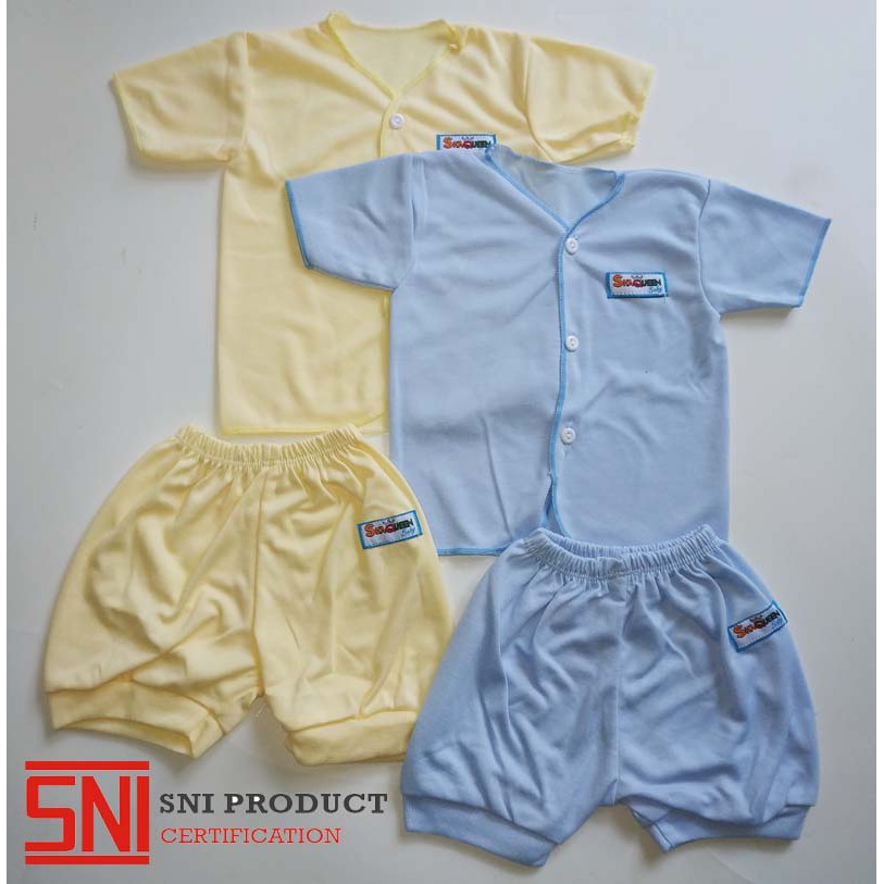 Perlengkapan Bayi Baru Lahir SQ Warna SNI Setelan Bayi Baju Celana Pop Singlet Sarung Tangan Topi