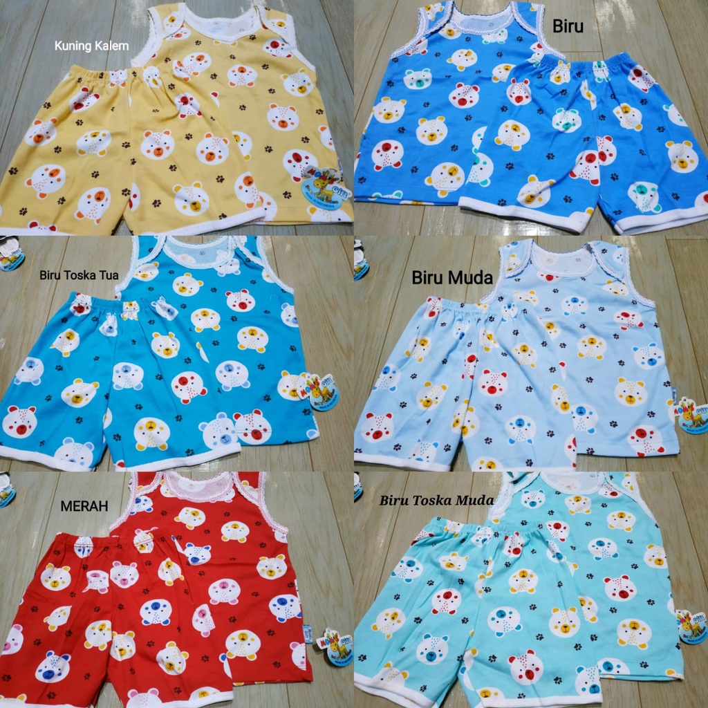 Setelan Anak  Bear Renda Singlet + Celana Mom's Gift SNI Katun Halus Adem