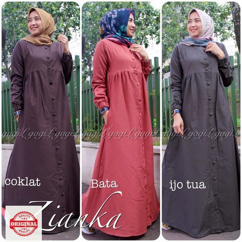 Maxi Dress Muslimah Modern Busui Kancing Zianka Dress by Gagil